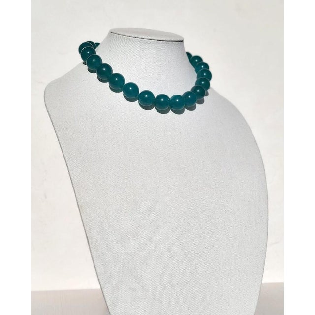 Mozambique Amazonite Beaded Necklace With Gold Plated Amazonite Clasp For Sale - Image 10 of 11