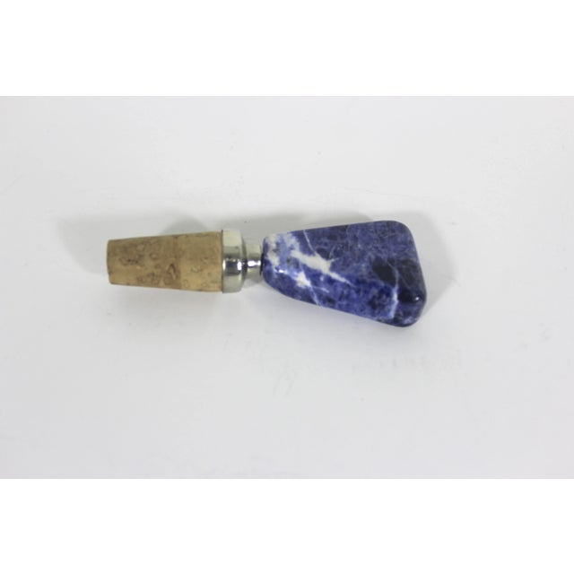 Vintage Bottle Stopper Sodalite Blue Wine Cork Semiprecious Stone For Sale - Image 9 of 10