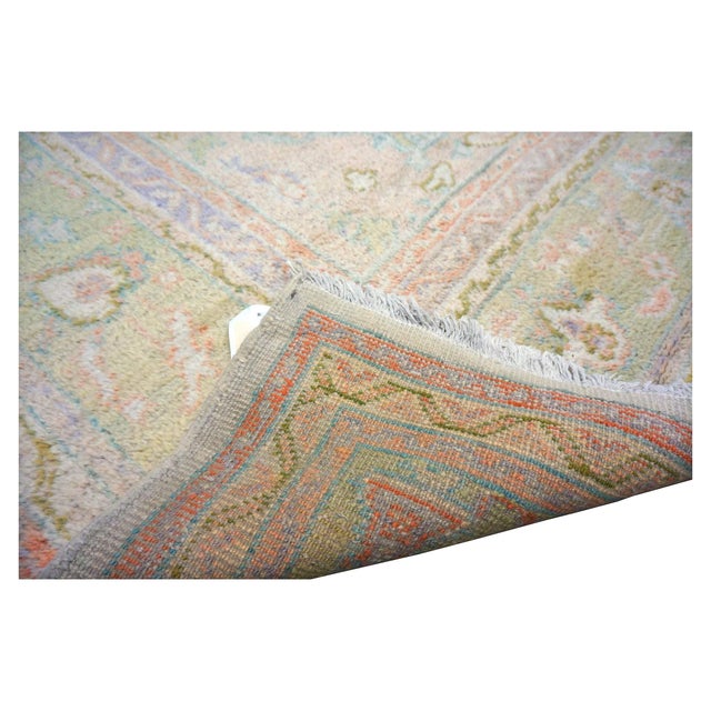 Antique Turkish Oushak Wool 10x13 Olive, Ivory, & Pink Handmade Area Rug #1144268 For Sale - Image 14 of 15