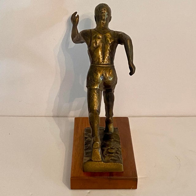 Art Deco Style 1950s Bronze Track and Field Runner Trophy For Sale In Sacramento - Image 6 of 16