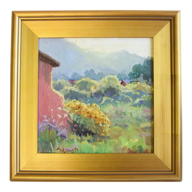 Silvio Silvestri, Listed Artist Taos New Mexico Landscape Oil Painting W/ Antiqued Gold Wood Frame For Sale