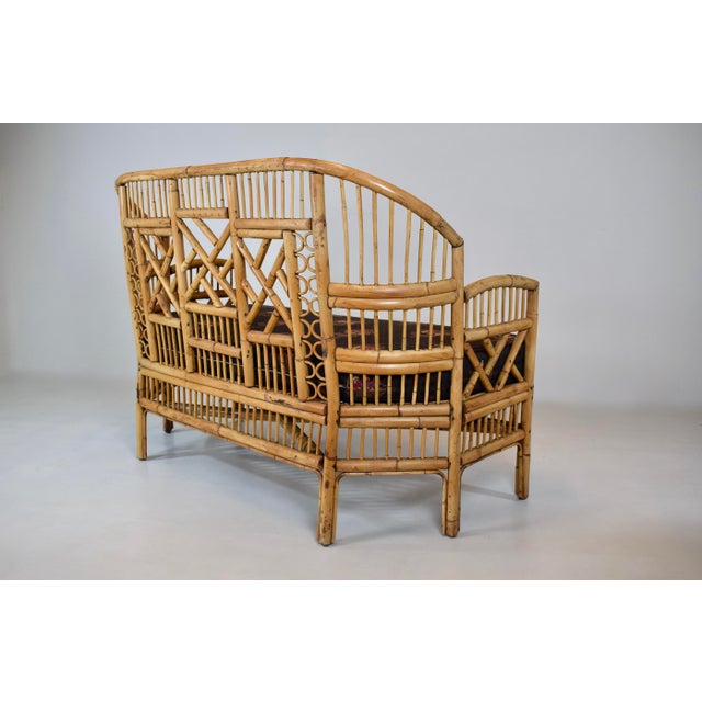 Amber Mid-20th Century Coastal Brighton Pavilion Bamboo and Cane Settee For Sale - Image 8 of 14