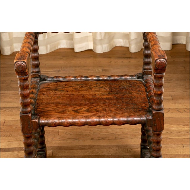 19th Century Antique Bobbin Turned Oak Armchair For Sale - Image 5 of 8