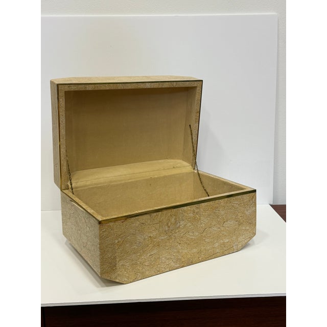 Vintage 1980's Oversized Tessellated Stone and Brass Maitland Smith Box For Sale - Image 11 of 12