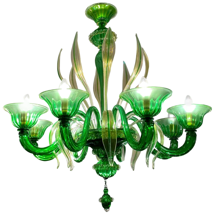Green Murano Glass Chandelier, Venice, 1990s | Chairish