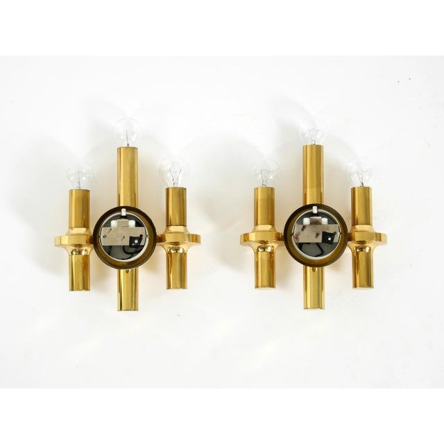 Three-Arm Brass Wall Lamps, 1960s, Set of 2 For Sale - Image 17 of 18