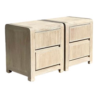 Vintage Coastal Cerused Pencil Reed Nightstands - a Pair For Sale
