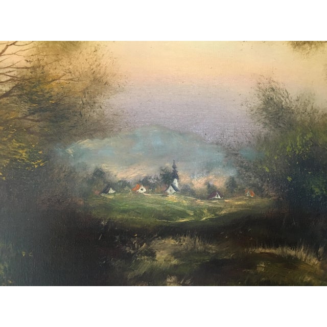 Oil Painting on Canvas- Landscape With a Water Mill Signed 1950s For Sale - Image 6 of 15
