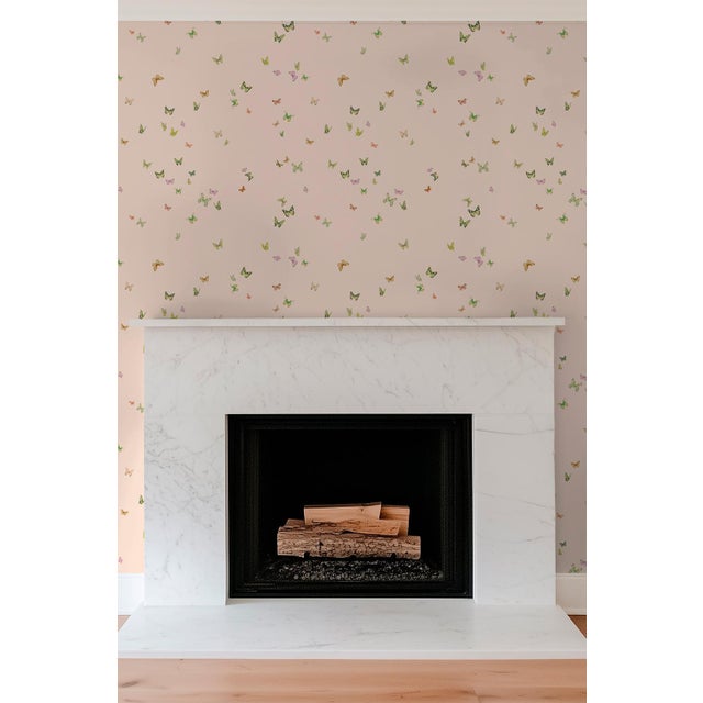 Not Yet Made - Made To Order Butterfly Grove Grasscloth Wallpaper by House Party | Pink Blush | 8 Yards For Sale - Image 5 of 9