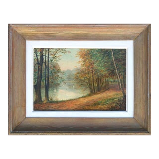 English School Swans in Park - Turn of the Century Landscape For Sale
