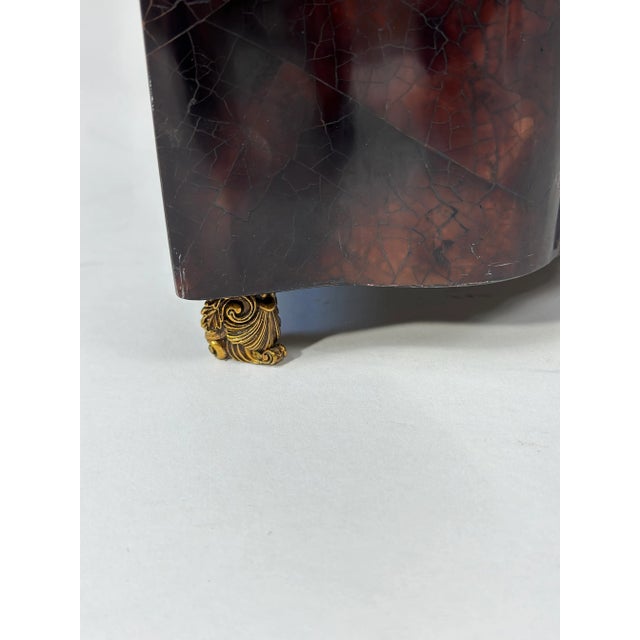1980s Tessellated Faux Tortoise and Brass Knife Box For Sale - Image 5 of 9