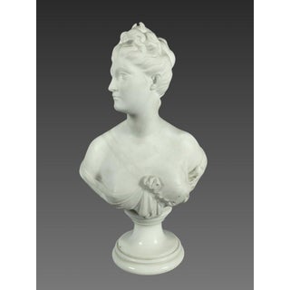 White Marble Sculpture of a Bust of Diana after Houdon (1741-1828), 19th Century For Sale
