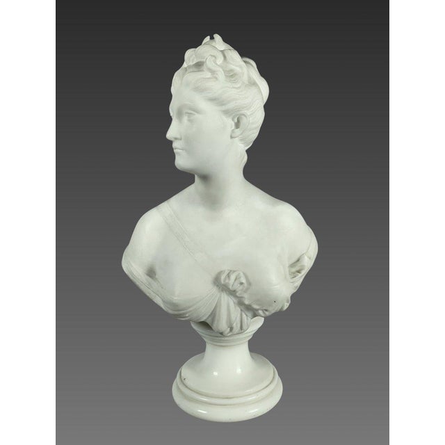 White Marble Sculpture of a Bust of Diana after Houdon (1741-1828), 19th Century For Sale