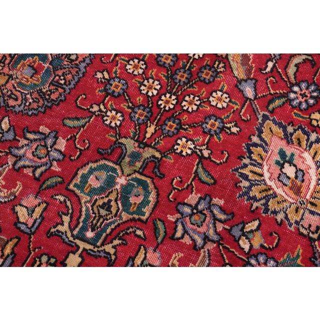 Retro Persian Tabriz Red/Beige Wool Rug - 9'11'' X 13'2'' For Sale - Image 4 of 10