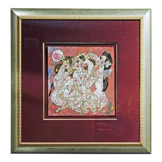 Tie Feng Jiang Untitled Original Acrylic on Rice Paper With Custom Frame Hs! For Sale