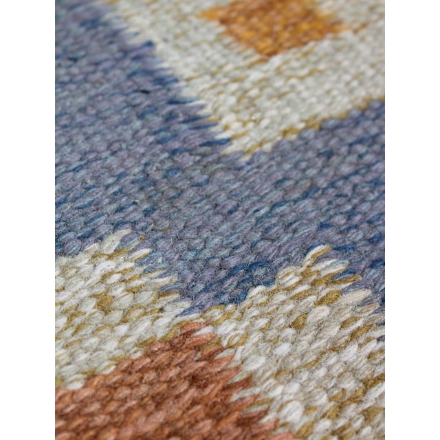 Mid-Century Modern Mid-Century Modern Swedish Geometric Wool Kilim Rug by Karin Jönsson, 1960 For Sale - Image 3 of 9