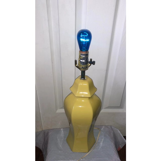 Canary Yellow Mid Century Modern Canary Yellow Asian Influence Table Lamp For Sale - Image 8 of 12