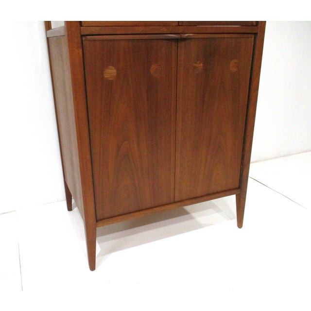 Mid Century Tall Walnut Curio Display Cabinet in the Style of Danish Modern For Sale In Cincinnati - Image 6 of 18