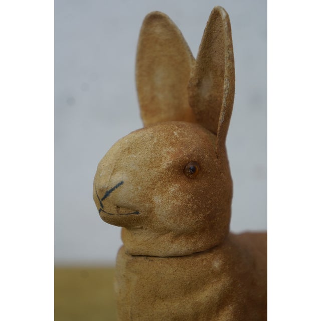 Paper Antique German Paper Mache Easter Bunny Rabbit Candy Container 6" For Sale - Image 7 of 13