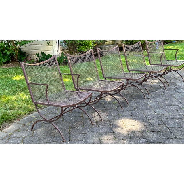 Mid-Century Modern Mid-Century Bob Anderson Wrought Iron Mesh Patio Chairs - 5 Pieces, Attributed For Sale - Image 3 of 16
