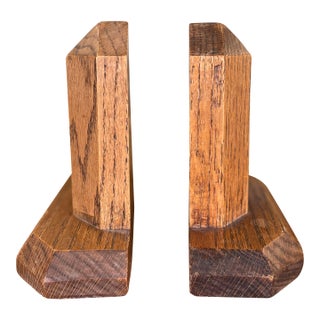 Vintage Handcrafted Bookends With Faceted Beveled Design, Possibly 1980s American Studio Craft For Sale
