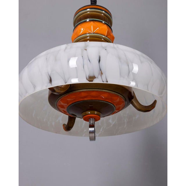 Vintage Ceramic and Glass Pendant Light, Italy, 1960s For Sale - Image 3 of 12