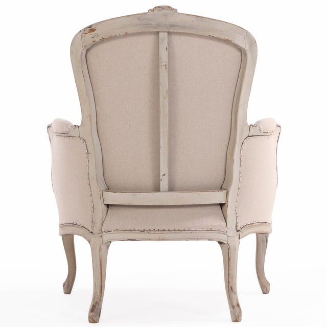 A French Louis XV Painted & Carved Bergere, C. 1920. For Sale - Image 4 of 8