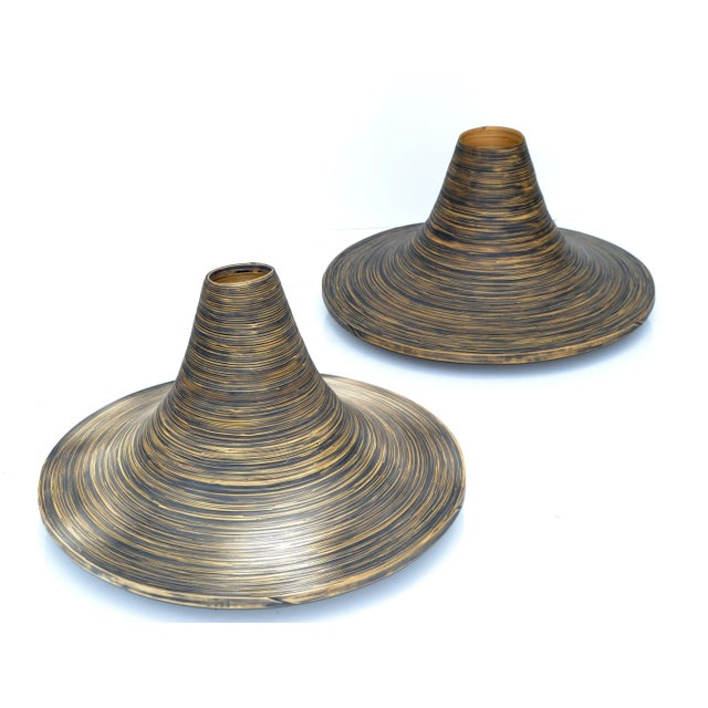 Dark Brown French Vintage Indoor Decorative Planter Swirled Cane Vase - a Pair For Sale - Image 12 of 13