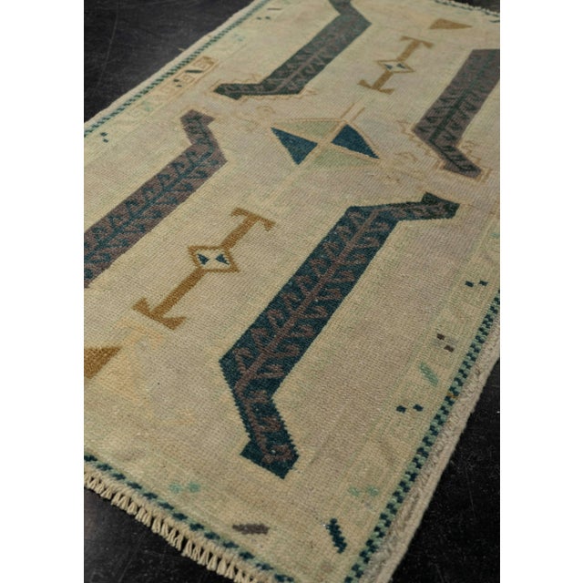 Textile Turkish Mini Rug Oriental Hand Knotted Vintage Rug 1'11" x 3'2" #21211 For Sale - Image 7 of 8