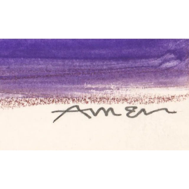 Irving Amen (1918-2011) watercolor of a serious couple. Signed lower right. A twentieth century sculptor, painter, etcher,...