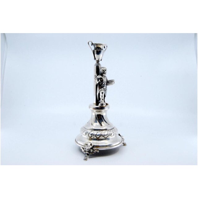 Silver Toothpick Holder with Boy Reading a Book and Holding a Glass For Sale - Image 3 of 11