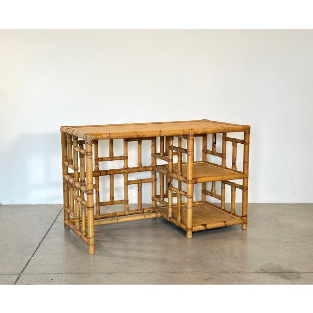 Bamboo Desk in the style of Vivai Del Sud, 1970s For Sale - Image 4 of 12