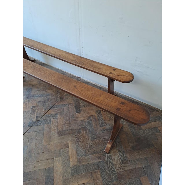 French Cherrywood Benches, 1870, Set of 2 For Sale - Image 3 of 6