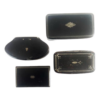 Collection of 4 Antique English Snuff Boxes C1890s For Sale
