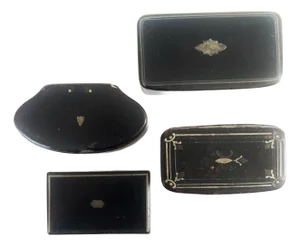 Collection of 4 Antique English Snuff Boxes C1890s