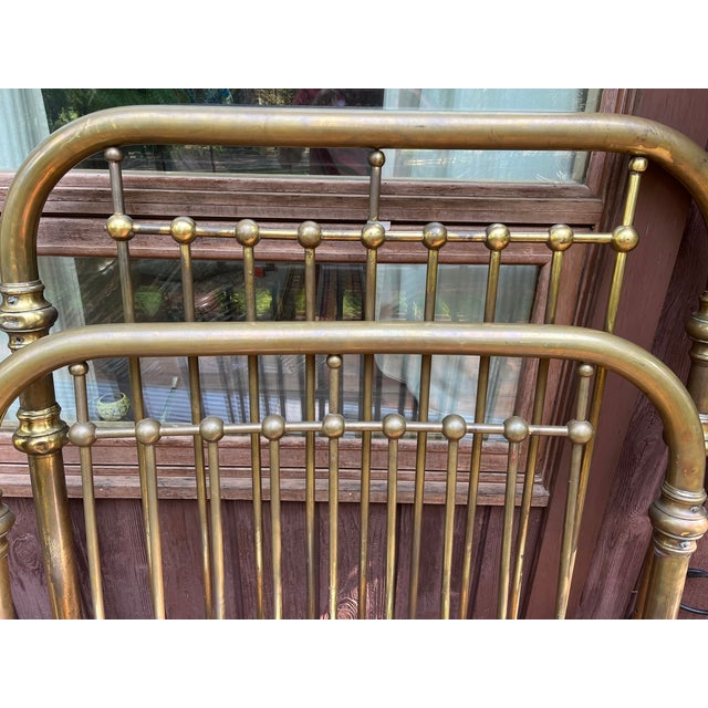 Antique Mixed-Metal Twin Bed Frame With Brass Accents For Sale - Image 9 of 16