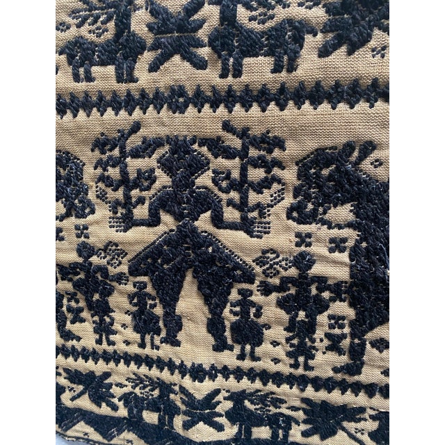 Circa 1790 Handmade Folk Art Americana Horses Flags Altar Cloth Runner For Sale - Image 11 of 12