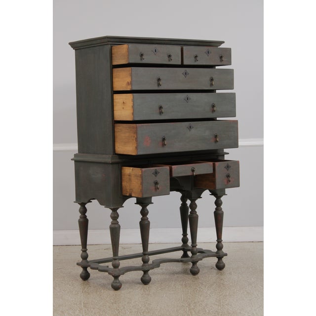 g.l. Sawyer Custom Made Crackle Paint 8 Drawer Highboy For Sale - Image 4 of 14