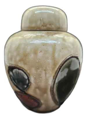 Vintage Seymour Mann Drip Glaze Pottery Brown Ginger Jar, Made in Japan