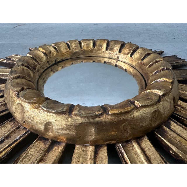 Vintage Convex Sunburst Mirror For Sale - Image 4 of 7