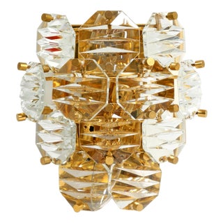 Crystal Glass and Brass Wall Lamp from Kinkeldey, 1960s For Sale