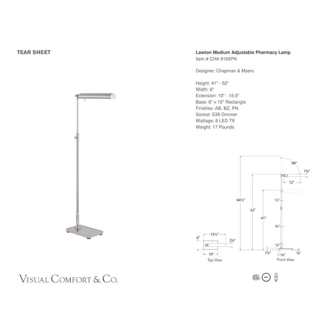 Chapman & Myers by Visual Comfort Signature Lawton Medium Adjustable Pharmacy Lamp in Polished Nickel Designer: Chapman &...