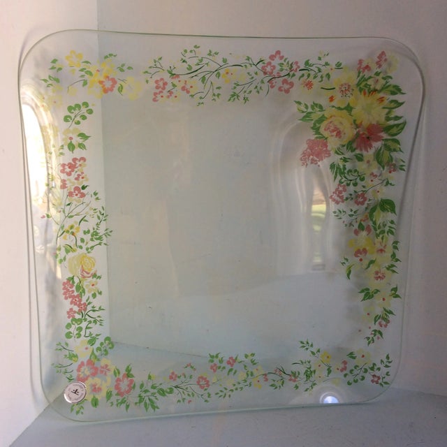 Dorothy Thorpe Dorothy Thorpe California Wild Flower Glass Square Serving Platter For Sale - Image 4 of 13