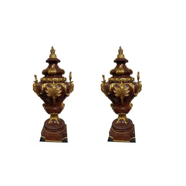 Late 19th Century French Griotte Marble Urns - a Pair For Sale - Image 4 of 12