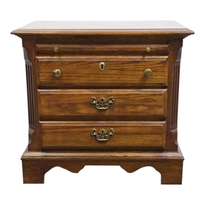 Stanley Furniture Solid Oak Rustic Early American 27" Three Drawer Nightstand 3413-80