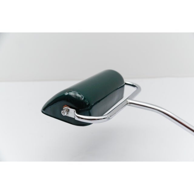 Bauhaus Chrome and Green Enamel Banker Lamp by Jacobus, 1930s For Sale - Image 14 of 18