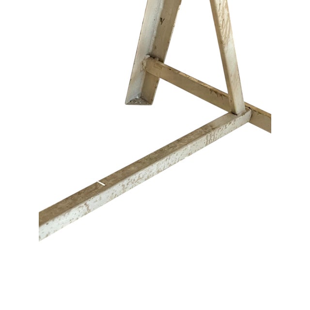 Vintage Industrial Zinc Top 8’ Long Florist’s Metal Trestle Table For Sale - Image 16 of 18