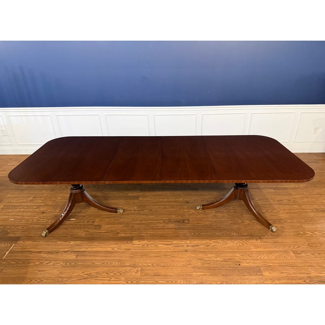 Leighton Hall Furniture Traditional Georgian Style Mahogany Double Pedestal Dining Table by Leighton Hall - Showroom Sample For Sale - Image 4 of 16