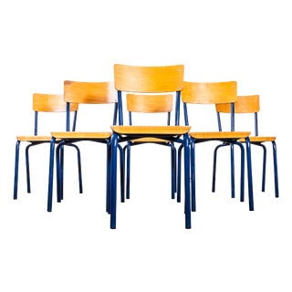 Vintage Sea Blue Stacking Dining Chairs from Mullca, 1960s, Set of 6 For Sale