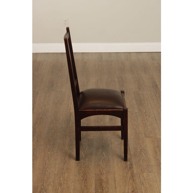 Gustav Stickley Harvey Ellis Set of Eight Oak and Leather Dining Chairs For Sale - Image 11 of 12